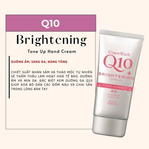 Kem Dưỡng Ẩm Da Tay Kose Coen Rich Q10+ Brightening Tone Up Hand Cream
