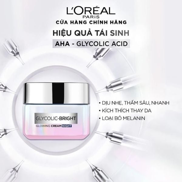 Kem Dưỡng Sáng Da Ban Đêm Loreal Paris Glycolic-Bright Glowing Cream Night