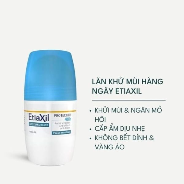 Lăn Khử Mùi EtiaXil Anti-Transpirant Protection 48h Peaux Sensibles Roll-On