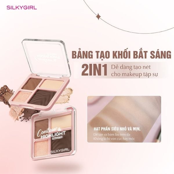 Phấn Tạo Khối Và Bắt Sáng Silkygirl Contour & Highlight Palette