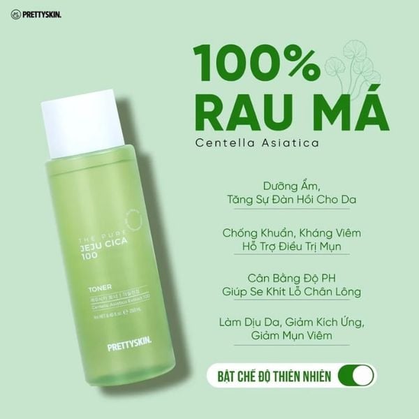 Nước Hoa Hồng PrettySkin The Pure Jeju Cica 100 Toner