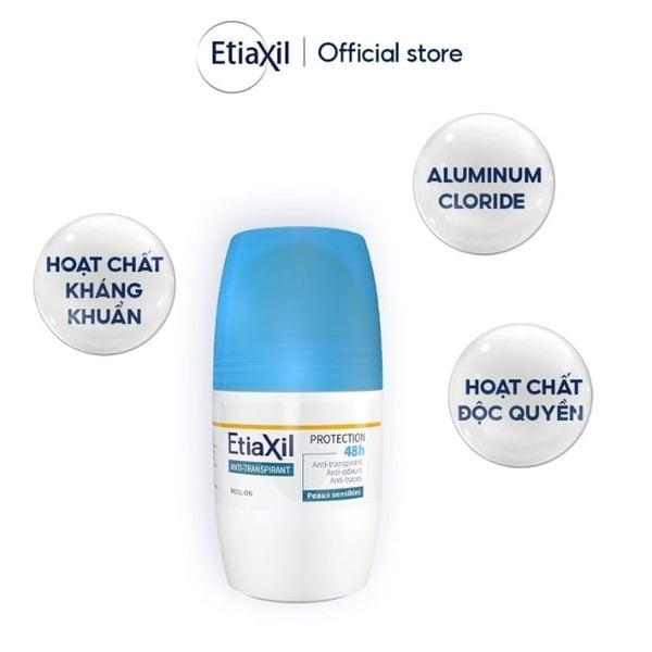 Lăn Khử Mùi EtiaXil Anti-Transpirant Protection 48h Peaux Sensibles Roll-On