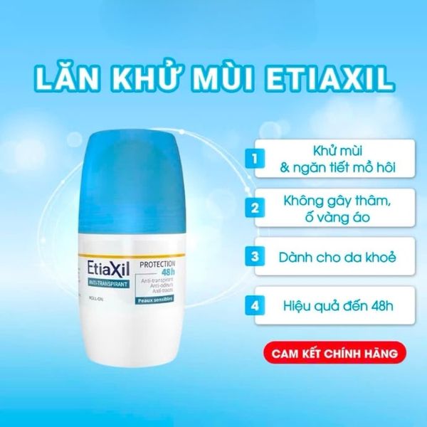 Lăn Khử Mùi EtiaXil Anti-Transpirant Protection 48h Peaux Sensibles Roll-On