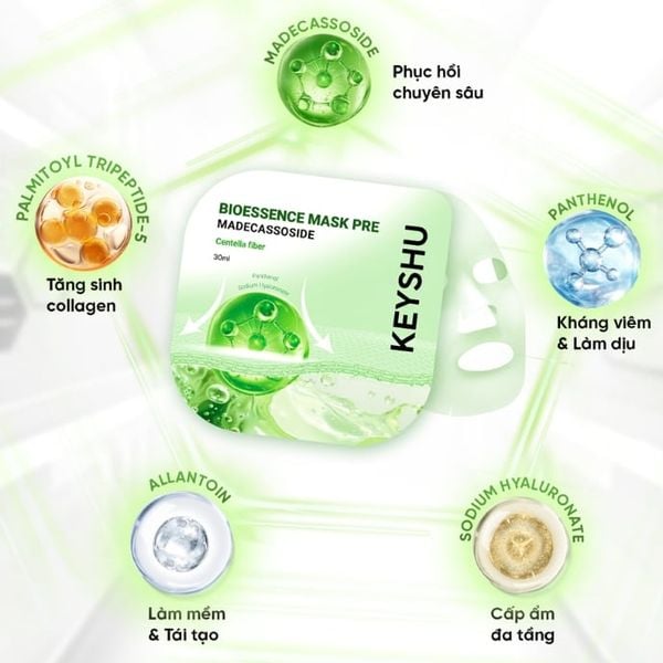 Mặt Nạ Rau Má Làm Dịu Da Keyshu Bioessence Mask Pre