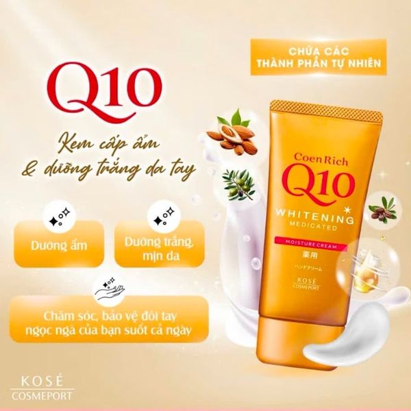 Kem Dưỡng Ẩm Da Tay Kose Coen Rich Q10 Whitening Moisture Cream