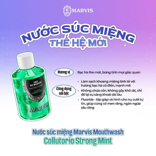 Nước Súc Miệng Marvis Collutorio Strong Mint