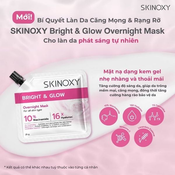 Mặt Nạ Ngủ Dưỡng Ẩm Và Sáng Da Skinoxy Bright & Glow Overnight