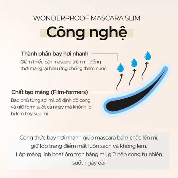 Chuốt Mi Đầu Cọ Mảnh BOM Wonderproof Mascara Slim