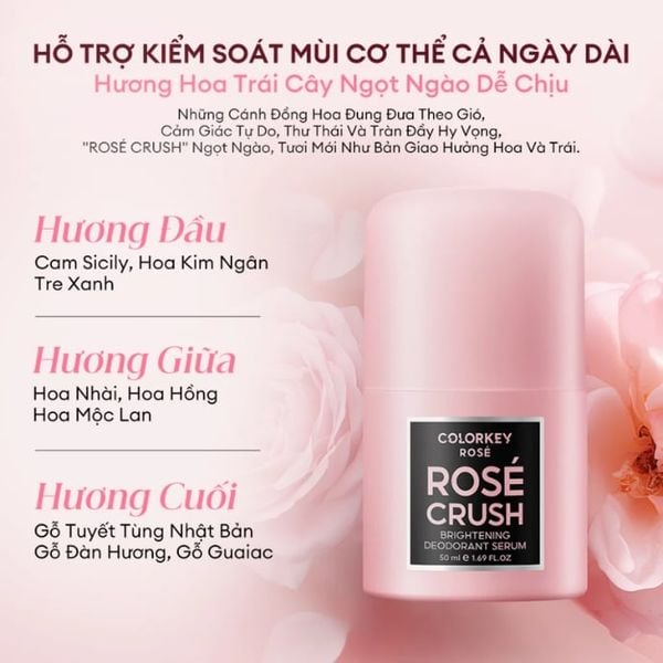 Lăn Khử Mùi Colorkey Rose Crush Brightening Deodorant Serum