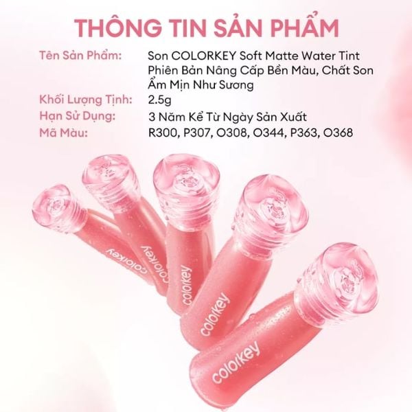 Son Tint Lì Colorkey Soft Matte Water Tint