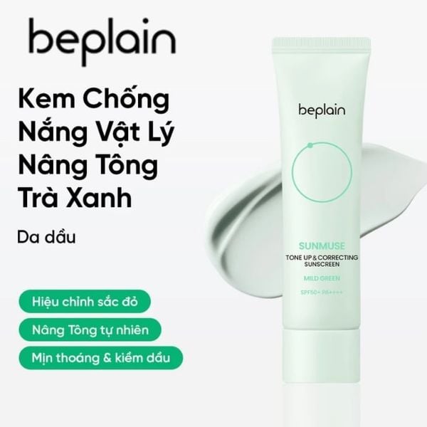 Kem Chống Nắng Beplain Sunmuse Tone Up & Correcting Sunscreen Mild Green SPF50+ PA++++