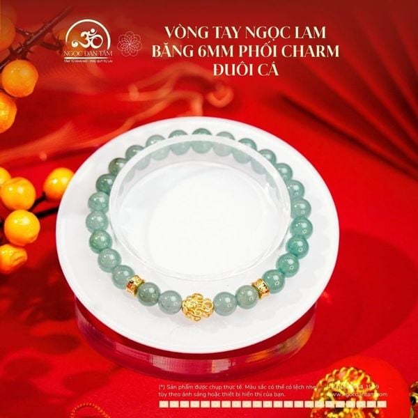 Ngọc Lam Băng 6mm phối Đuôi Cá