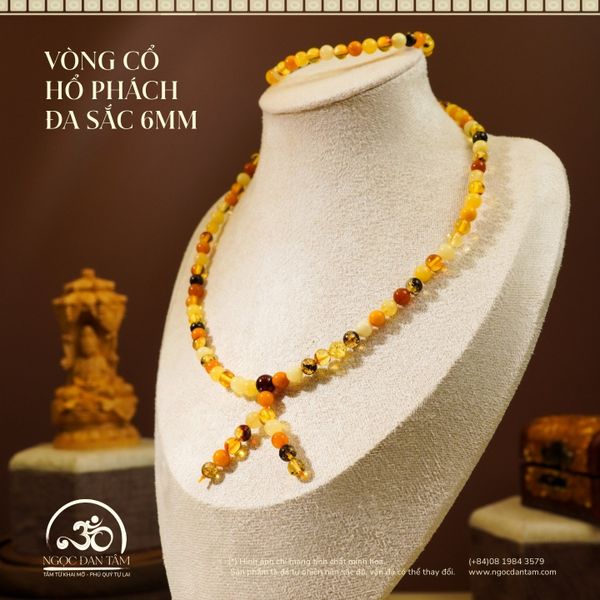 Vòng Cổ Hổ Phách Đa sắc 6mm