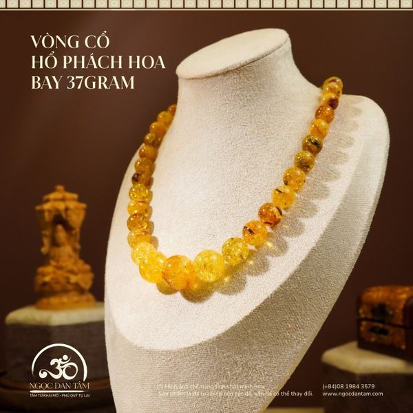 Vòng Cổ Hổ Phách Hoa Bay 37GRAM