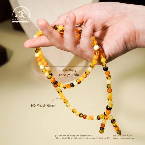 Vòng Cổ Hổ Phách Mix 6mm