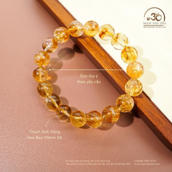 Vòng Tay Thạch Anh Vàng Hoa Bay