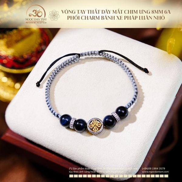 Vòng Tay Thắt Dây Mắt Chim Ưng Phối Charm Bánh Xe Pháp Luân