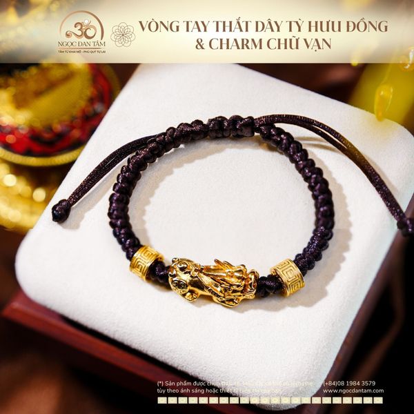 Vòng Tay Thắt Dây Tỳ Hưu Đồng & Charm Chữ Vạn
