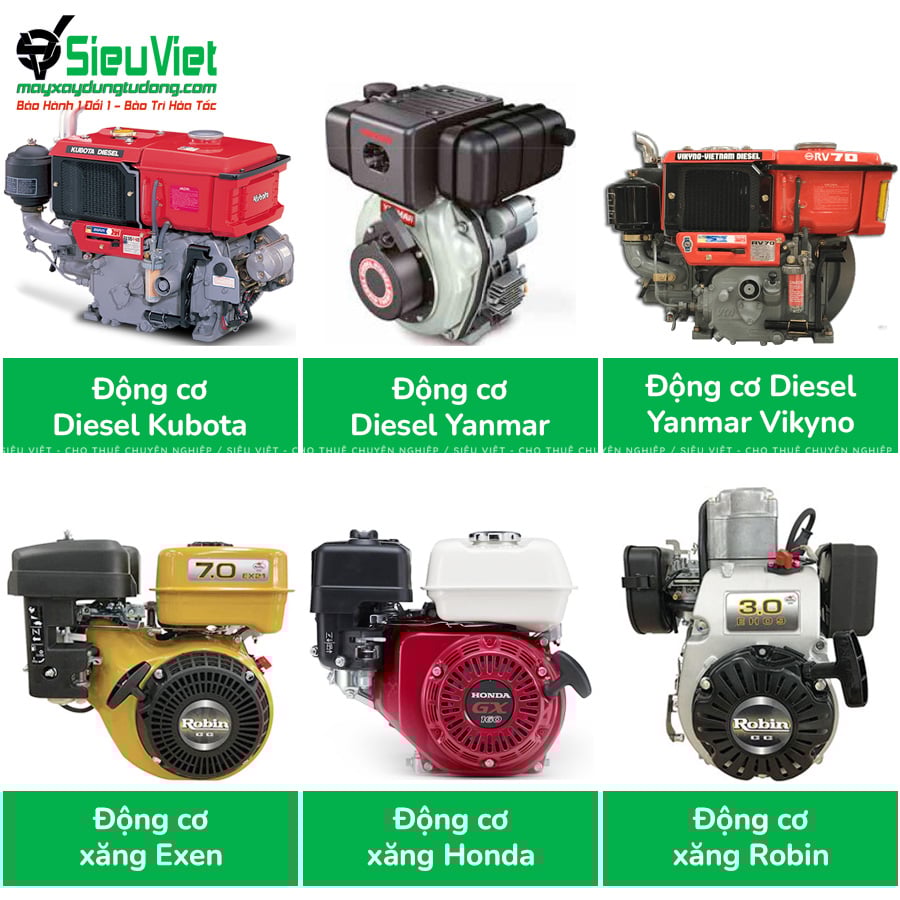 động cơ xăng và động cơ diesel máy xây dựng