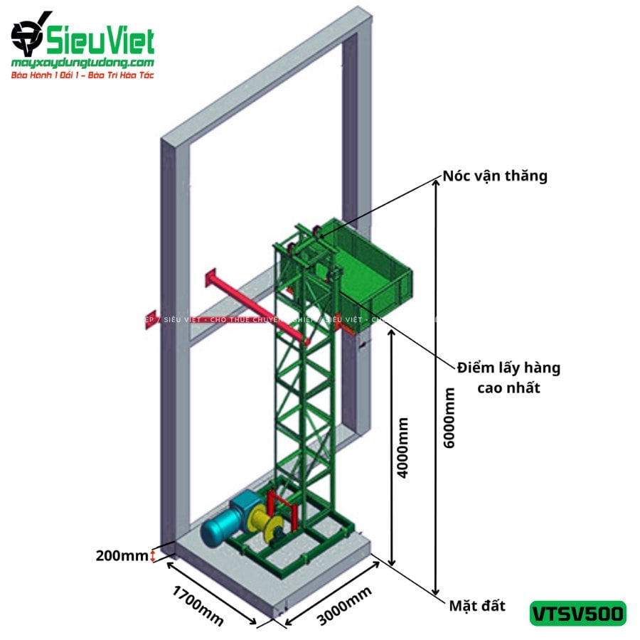 Vận thăng nâng hàng 500kg VTSV500