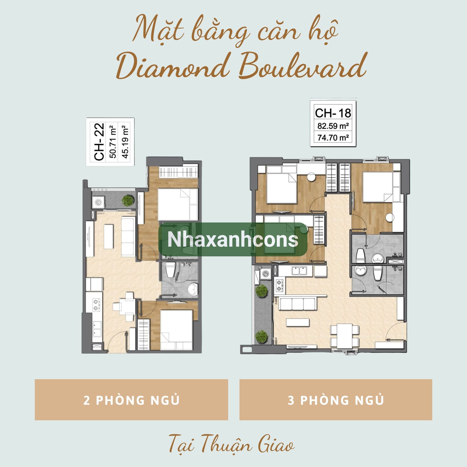 Mặt bằng căn hộ Diamond Boulevard tại Thuận giao( Bình Dương cũ)