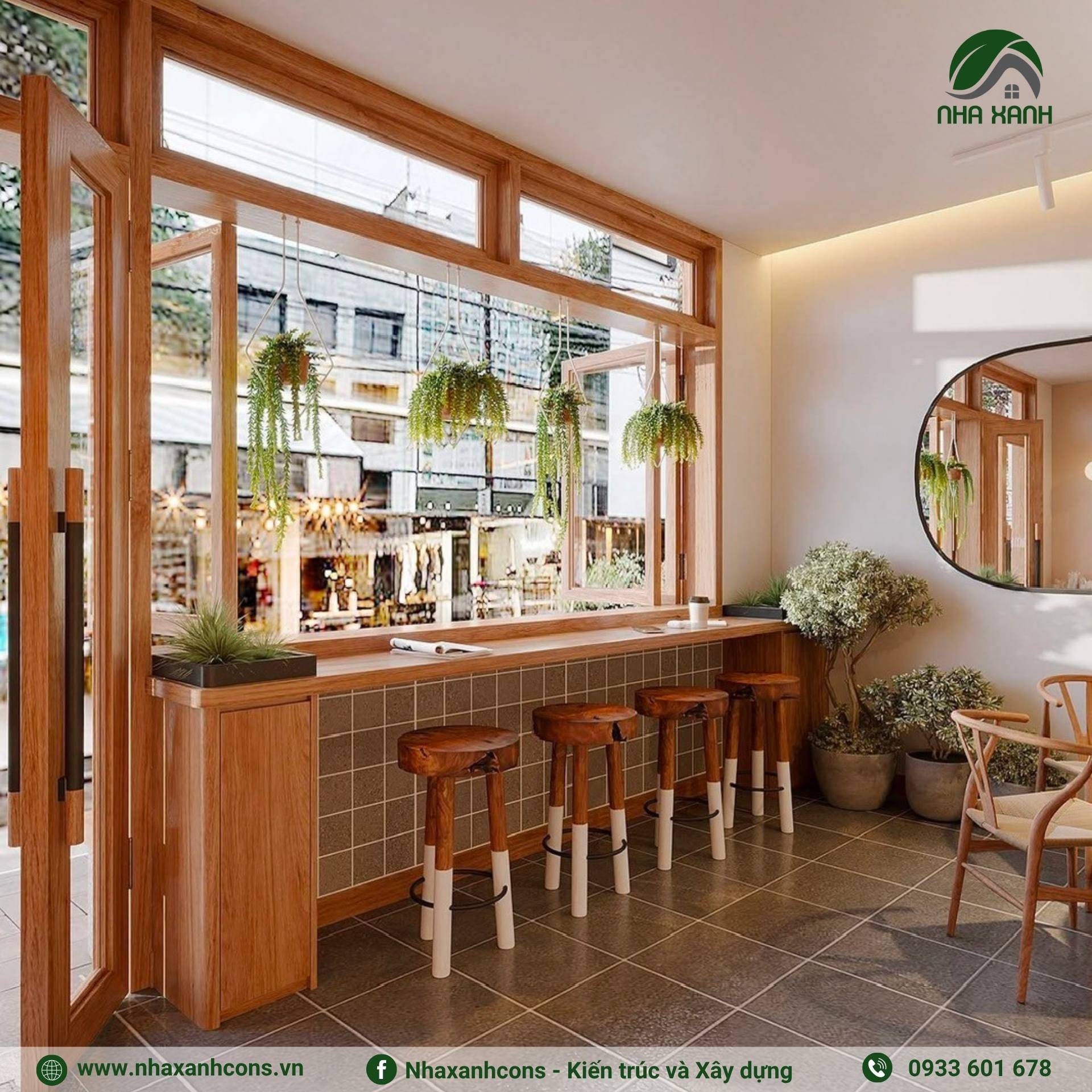 Ánh sáng quán cafe phong cách japandi