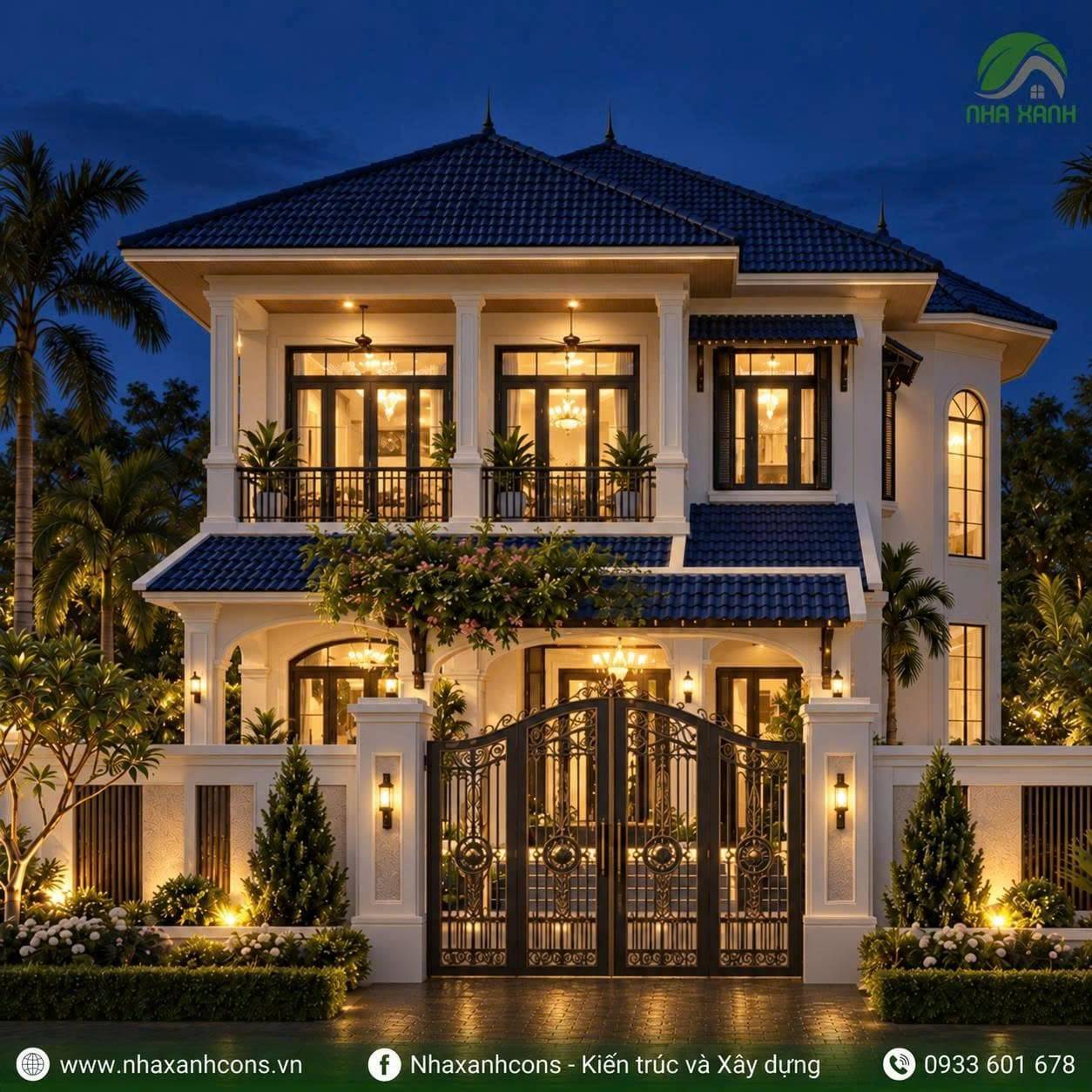 Biệt thự phong cách Đông Dương 2 tầng