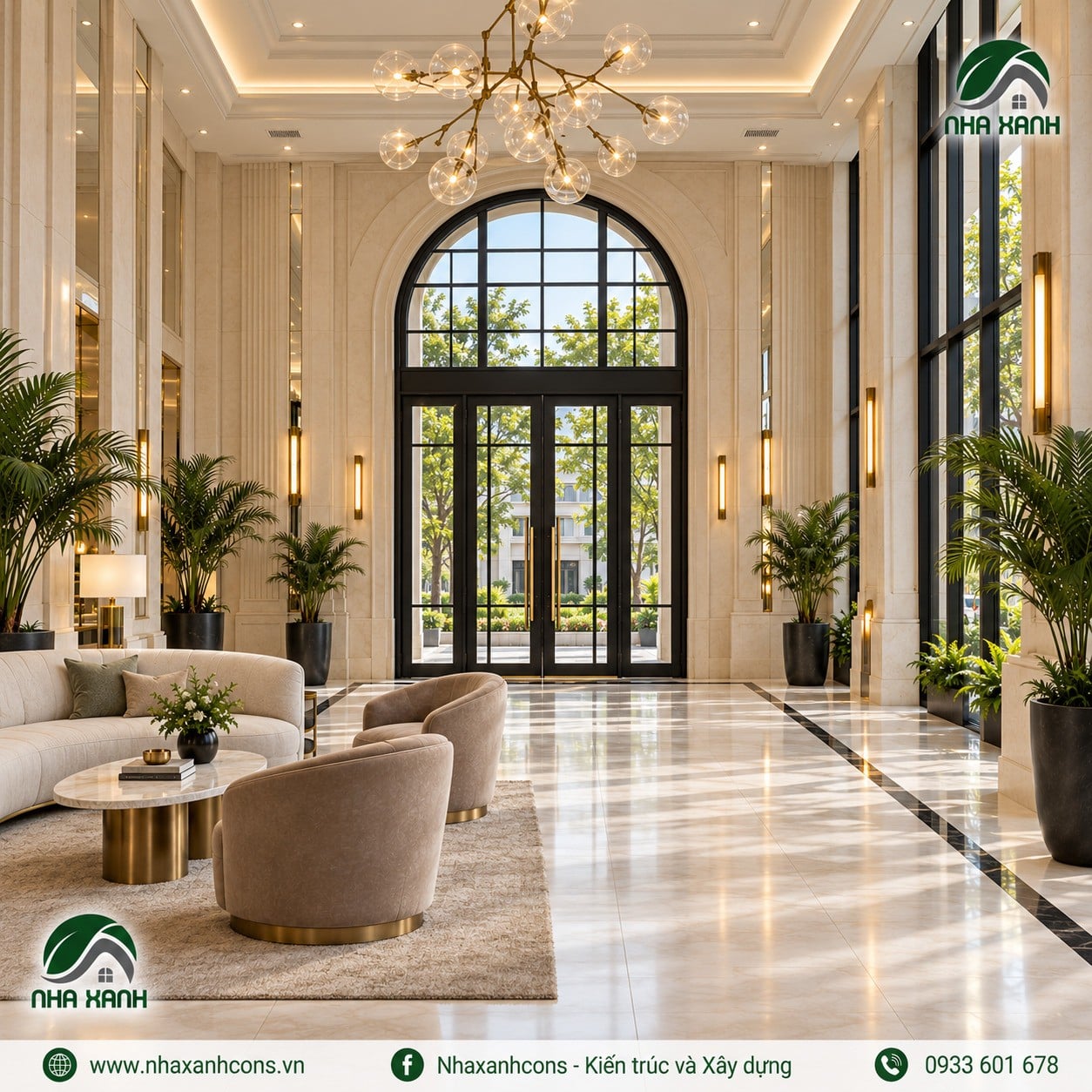 Nội thất sảnh chờ khách sạn tân cổ điển