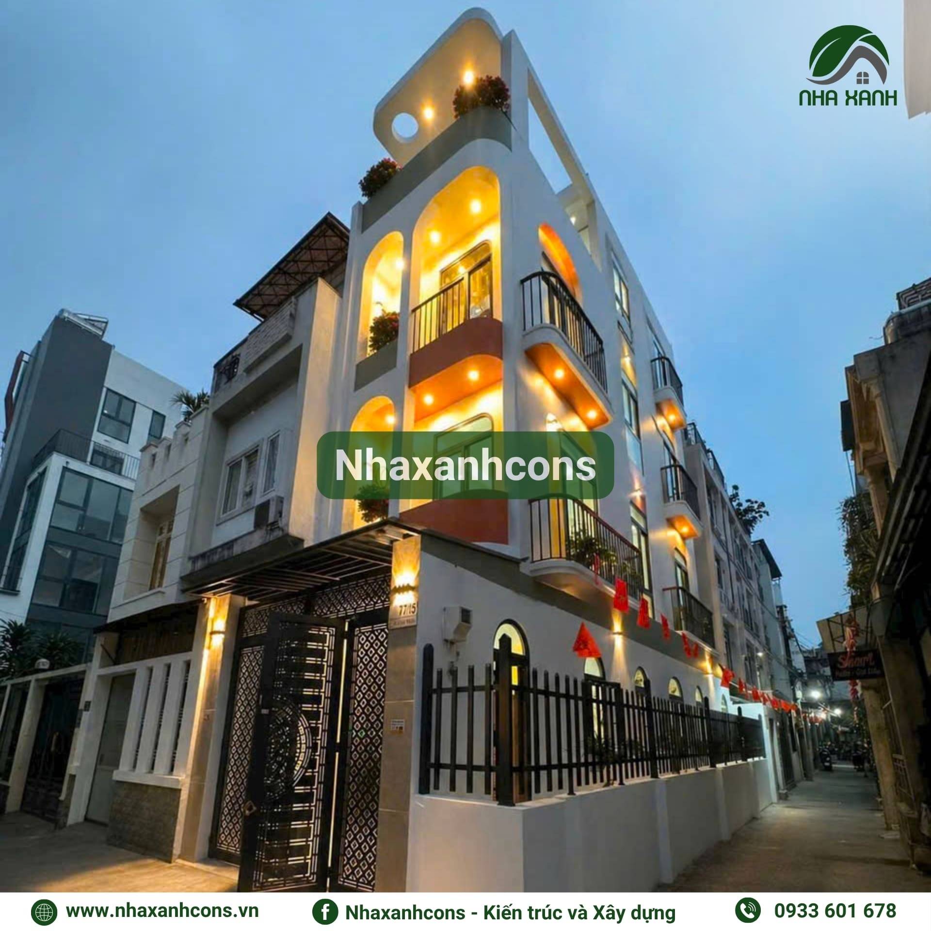 Mặt tiền nhà phố 4 tầng hiện đại