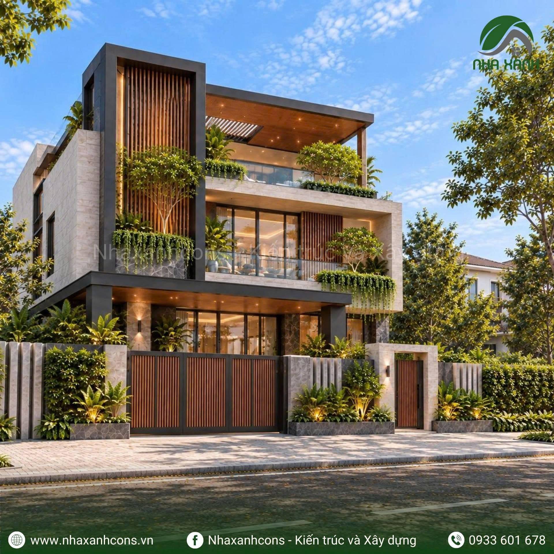 Mẫu nhà villa hiện đại 3 tầng