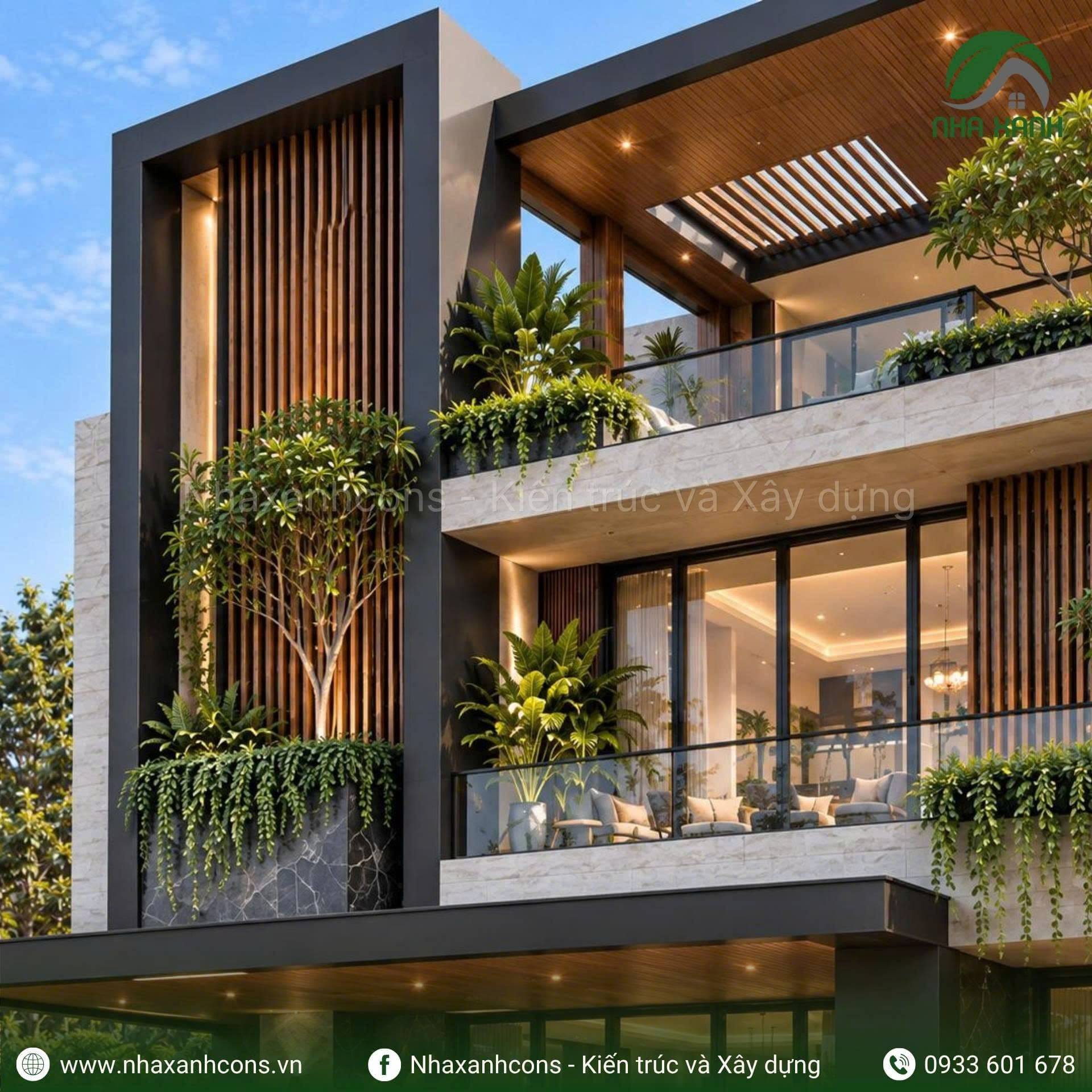 Mẫu villa hiện đại 3 tầng mái bằng
