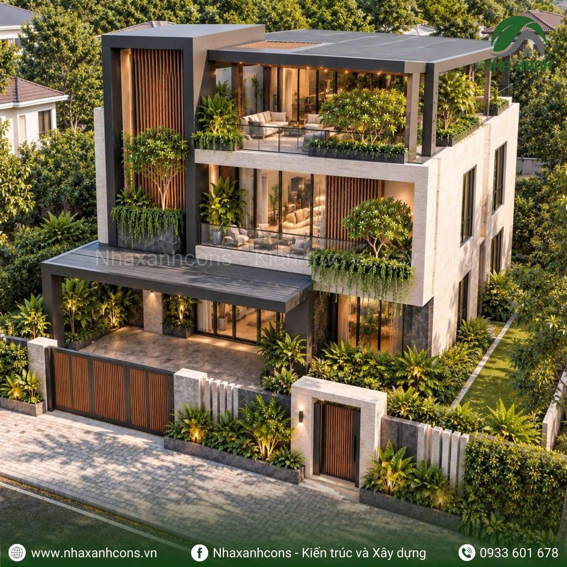 Mẫu villa hiện đại 3 tầng