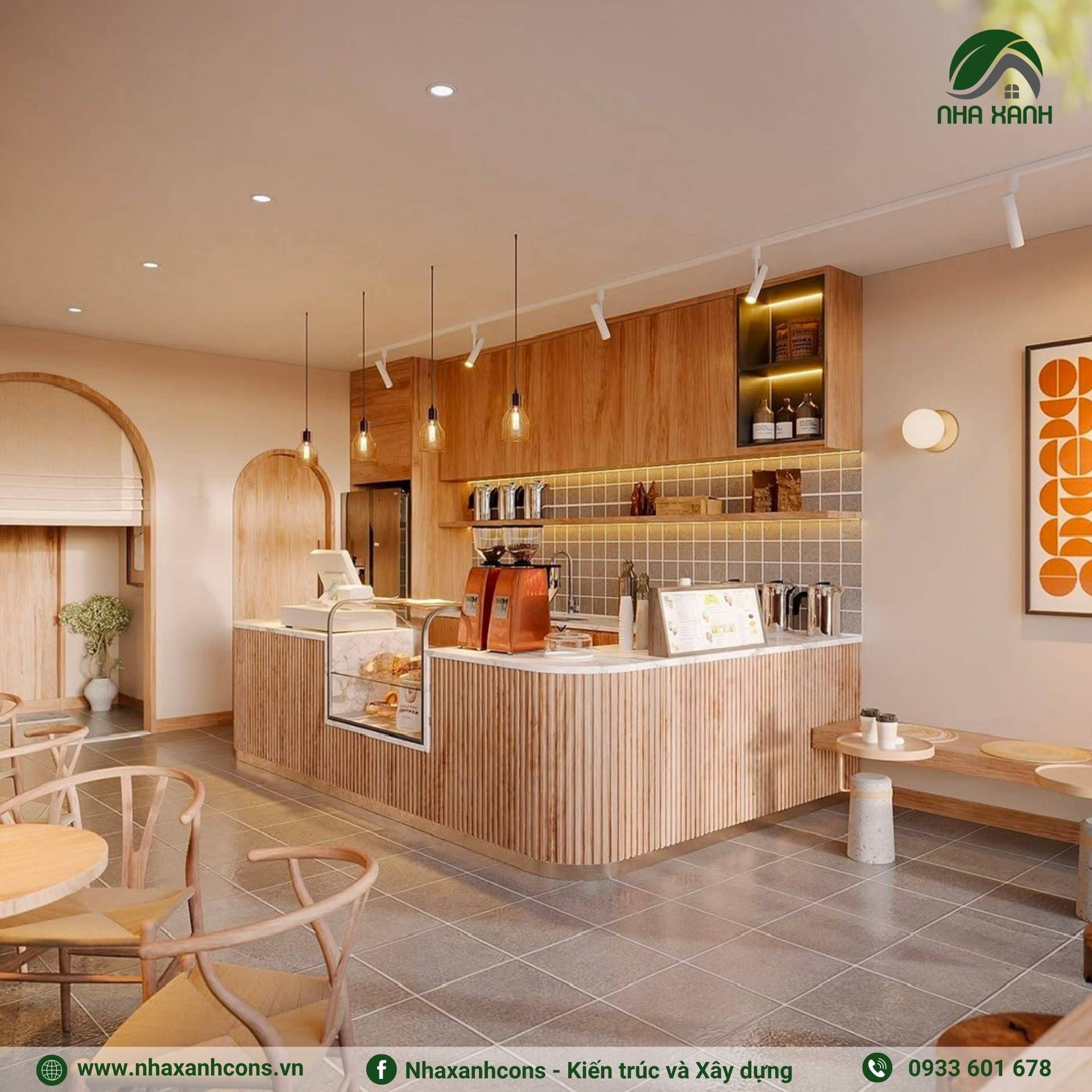 Quán cafe phong cách japandi hiện đại