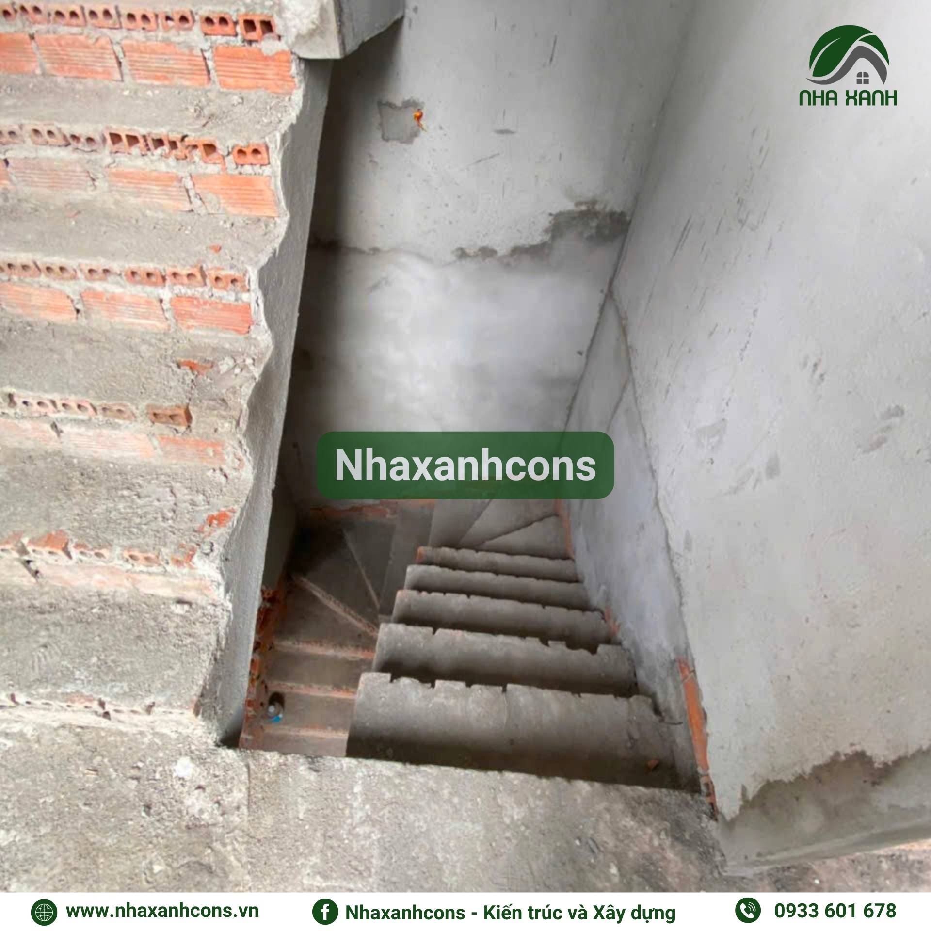 Thi công cầu thang nhà phố 4 tầng