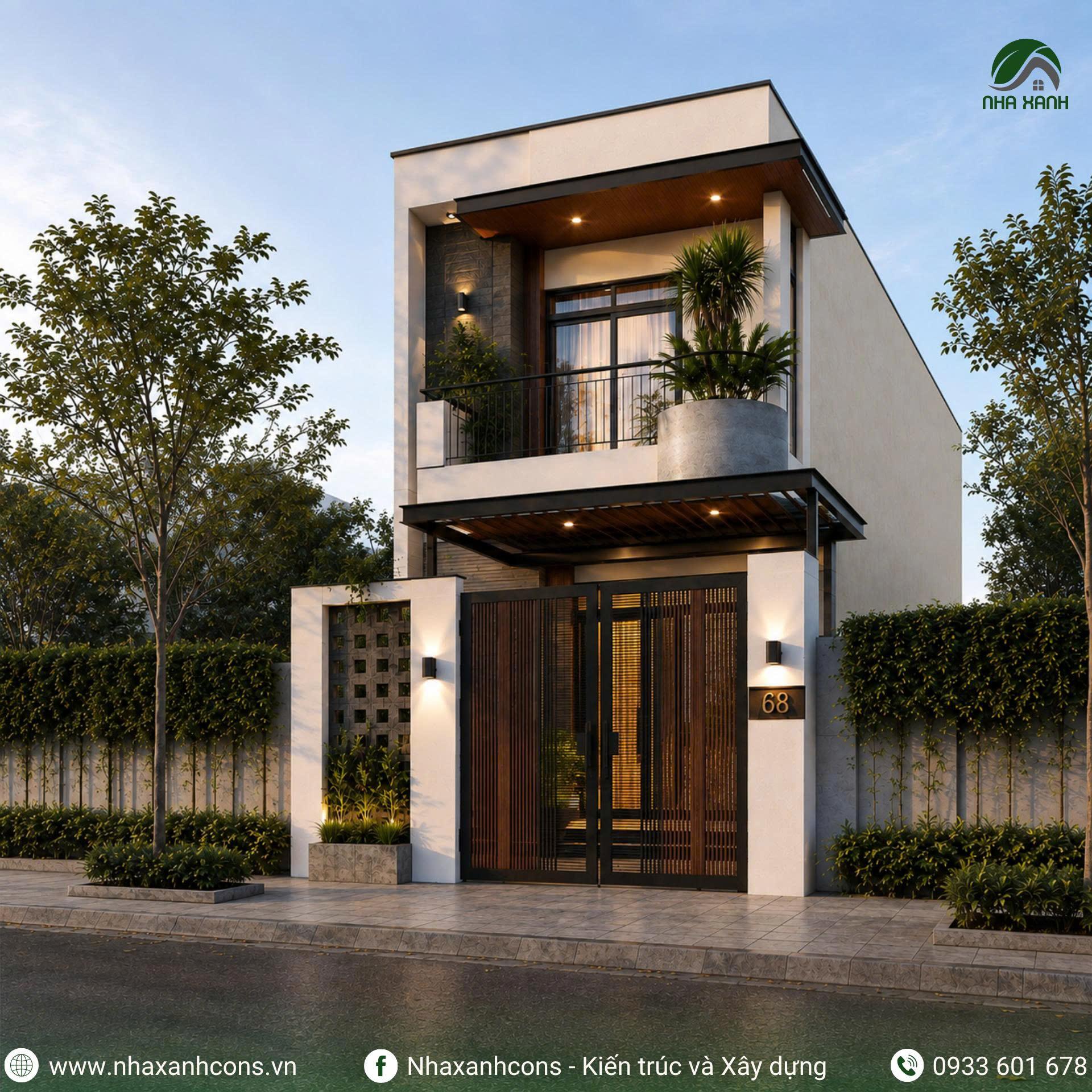 Thiết kế nhà phố 2 tầng hiện đại