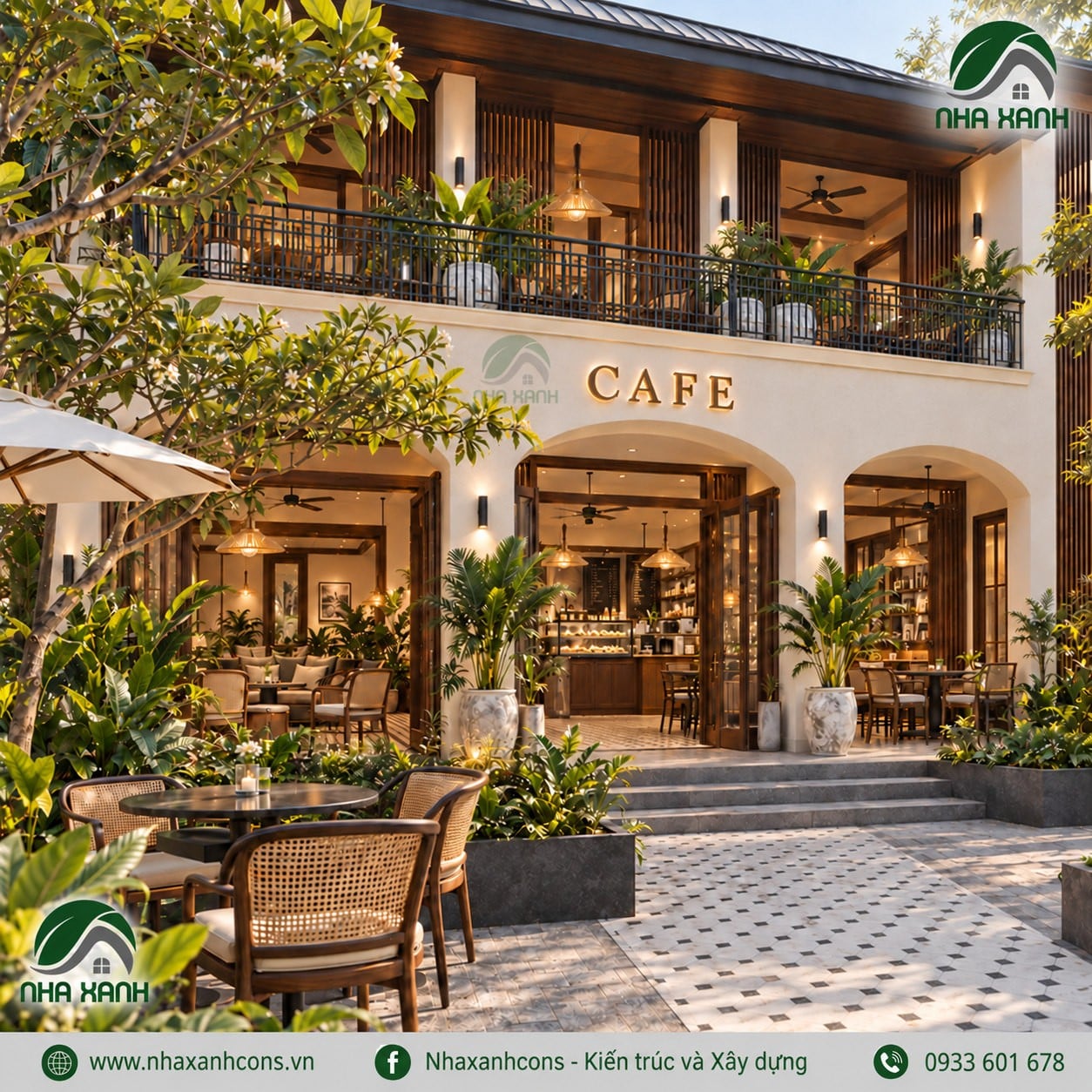Thiết kế quán cafe sân vườn