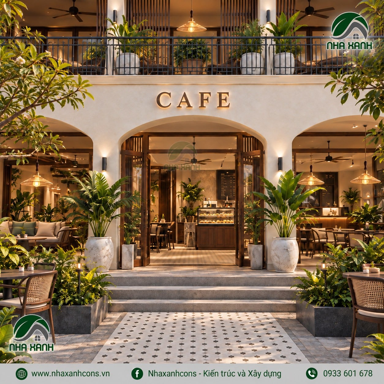 Thiết kế quán cafe không gian mở