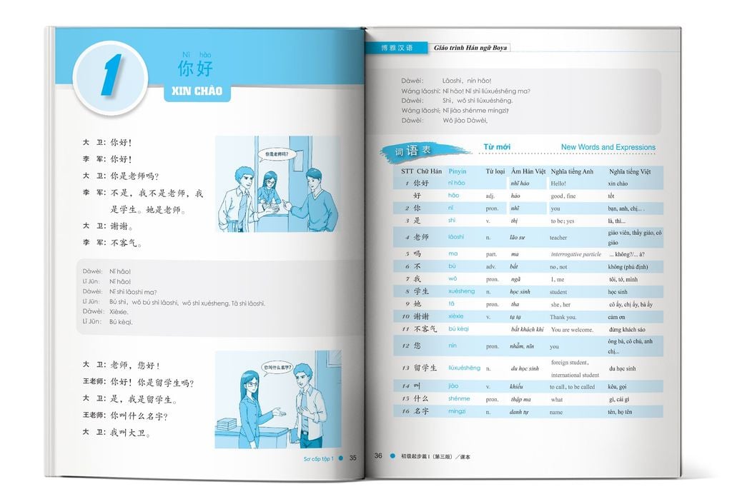 Nội dung trong sách Giáo trình Hán ngữ BOYA Sơ cấp – Tập 1 – Phiên bản 3