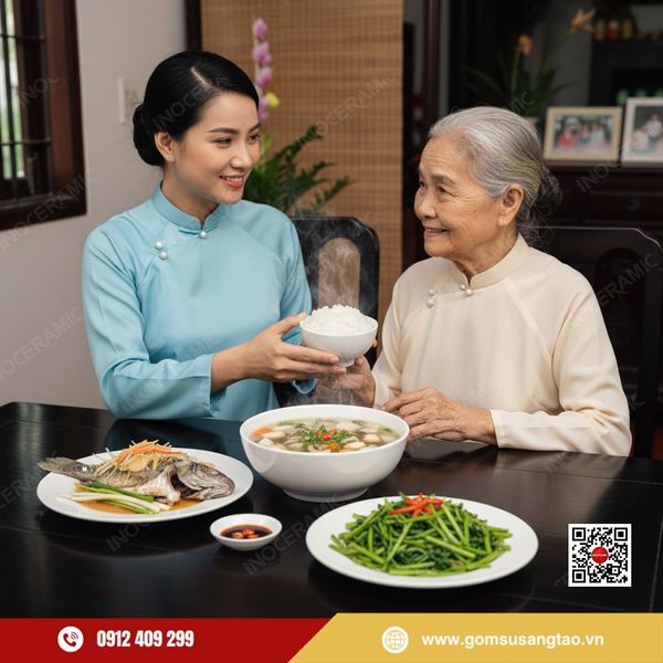 Set quà Tết gốm sứ Bát Tràng tặng công nhân, công đoàn