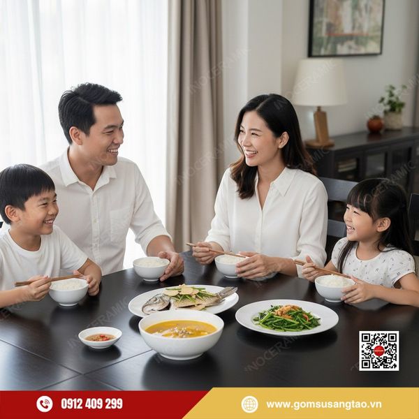 Bộ bát cơm men trắng tinh khôi làm quà Tết ý nghĩa