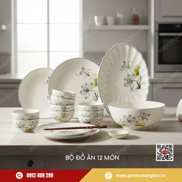 Hộp quà Tết gốm sứ Bát Tràng in logo doanh nghiệp độc quyền