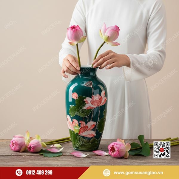 Lọ hoa phong thủy Ngọc Liên Phú Quý – quà Tết ý nghĩa 2026.