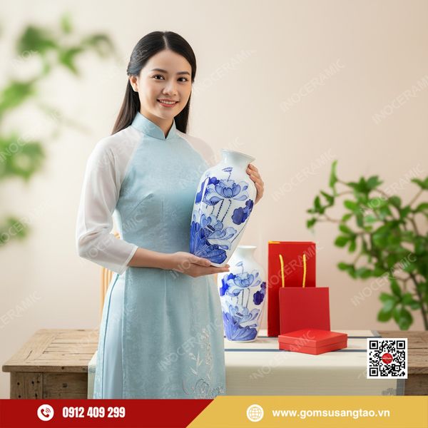 Set quà Tết cao cấp Bát Tràng tặng khách hàng và đối tác.