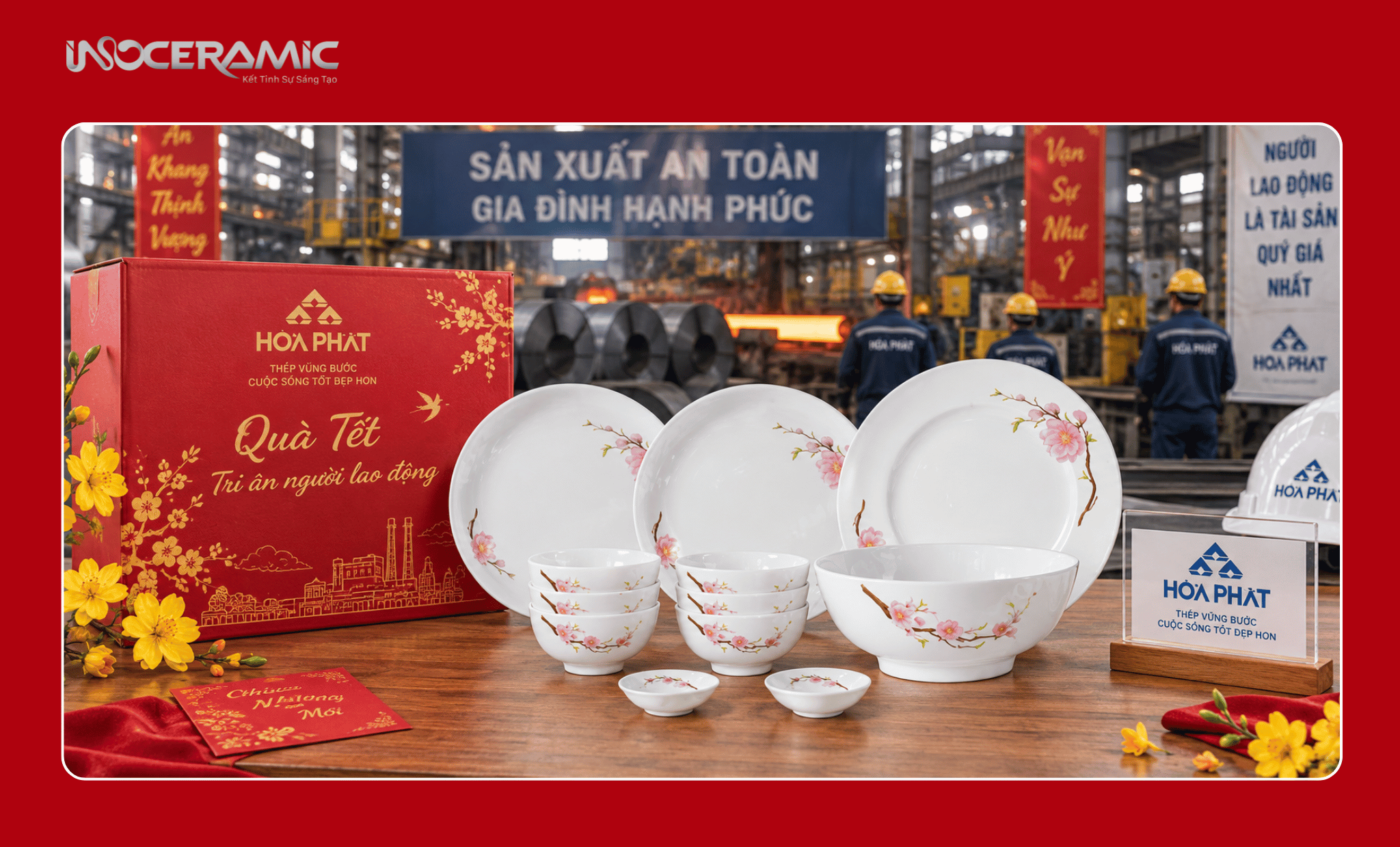Bộ bát đĩa làm quà Tết cho nhà máy 2027 dành tặng công ty thép