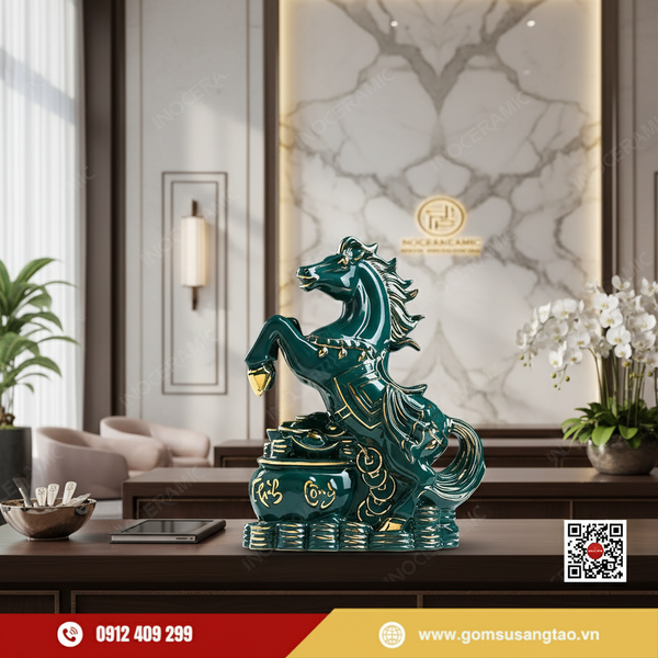 Tượng Ngựa Lục Mã Cát Tường H30 – Quà Tết Cao Cấp In Logo Doanh Nghiệp