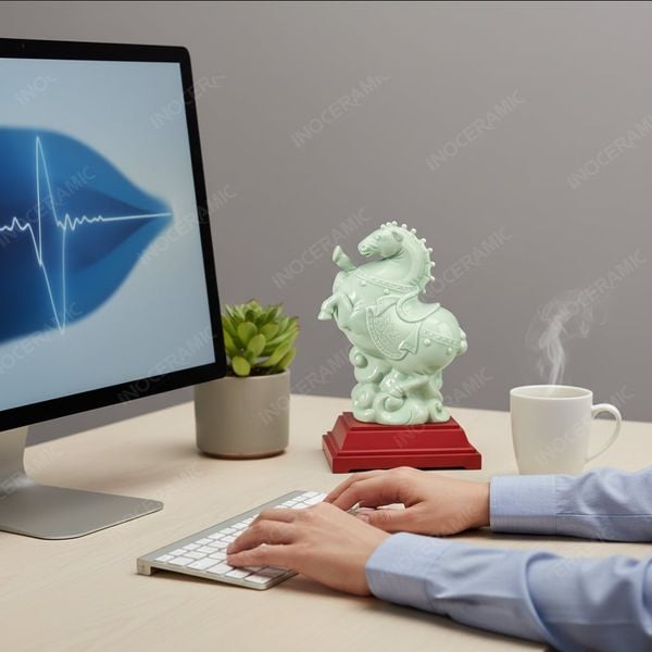 Tượng ngựa Chuppy men ngọc – tượng trang trí để bàn cao cấp