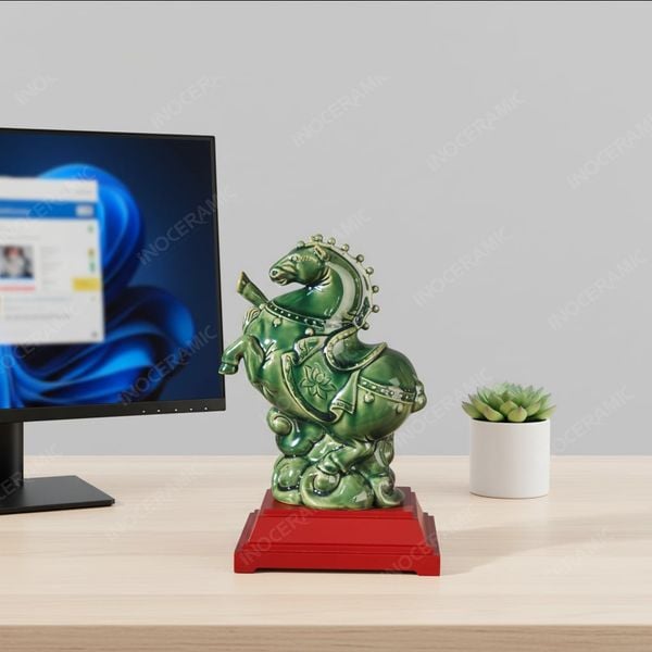 Tượng ngựa Chuppy men lục ngọc – tượng phong thuỷ mã đáo thành công