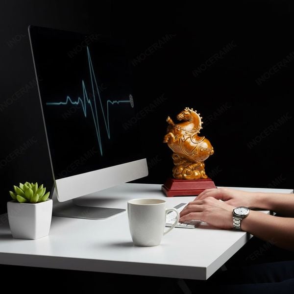 Tượng ngựa Chuppy men hoàng thổ Bát Tràng – tượng linh vật phong thuỷ