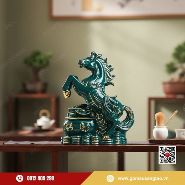 Tượng ngựa để bàn trang trí phong thủy Mã Đáo Thành Công làm quà Tết 2026