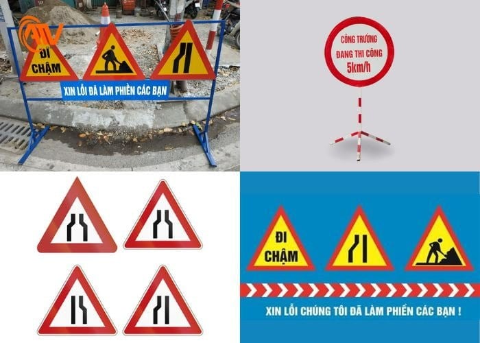 Nhóm biển báo công trình giao thông sử dụng phổ biến tại các dự án xây dựng đường bộ